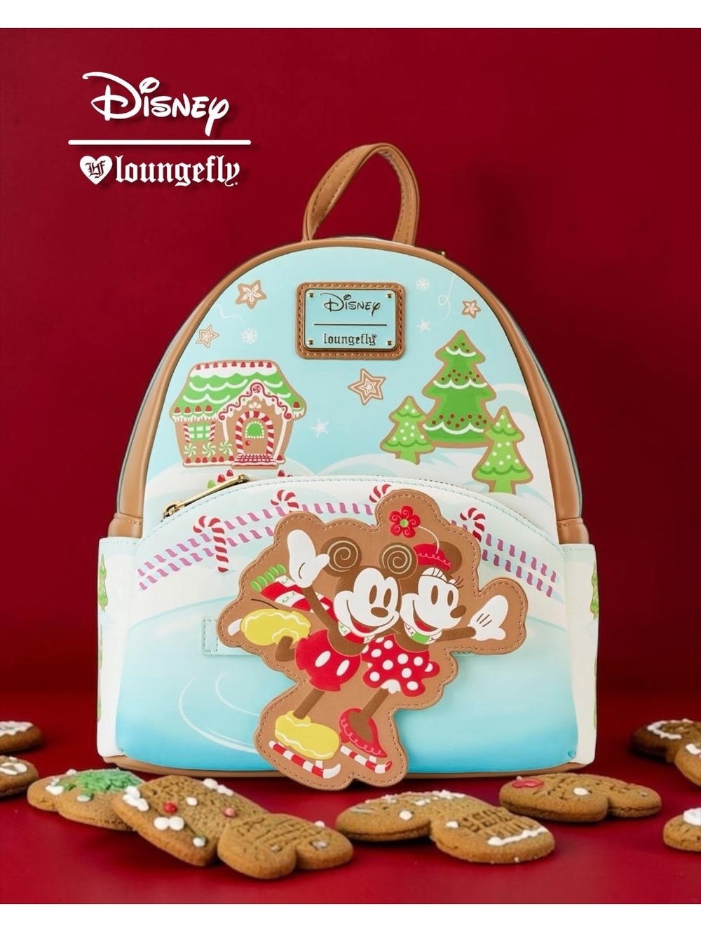 Disney Loungefly Mickey & Minnie Holiday Ice Skating Mini Backpack 🎄✨